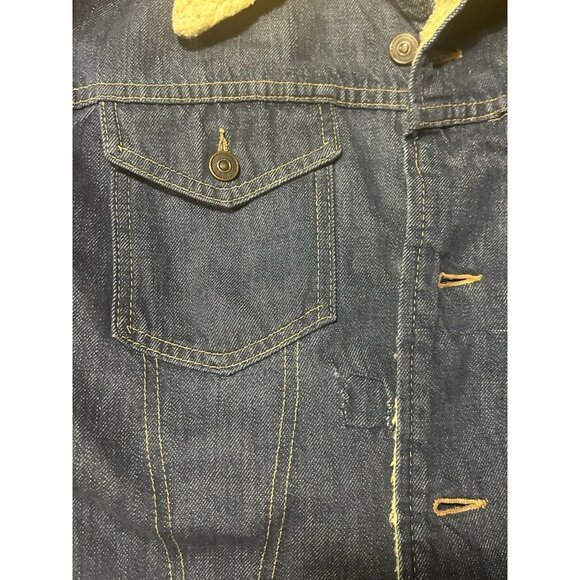 Sears Jean Jacket Men Small Sherpa Lined Jean Barn Jacket Denim Blue - Picture 3 of 9